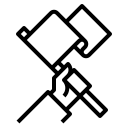 Ikonische Darstellung einer Hand, die eine Fahne hält – Symbol für Erfolg, Führung und Stolz bei touch and go Paragliding.