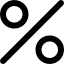 Ikonische Darstellung eines Prozentzeichens – Symbol für Rabatte und Sonderangebote bei touch and go Paragliding.