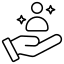 Ikonische Darstellung einer Person, die über einer ausgestreckten Hand schwebt – Symbol für Unterstützung und sichere Begleitung bei touch and go Paragliding.